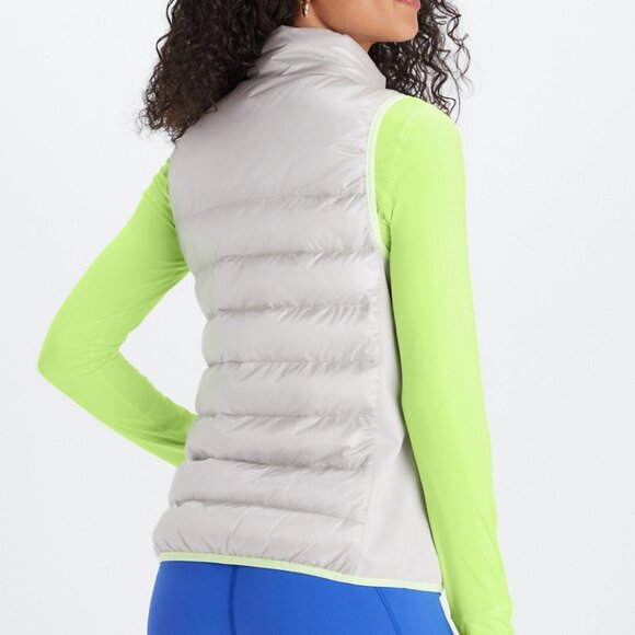 Fabletics Women's XXL/1X Elliot Mineral Grey Puffer Vest Cheetah Print Interior - Picture 2 of 9
